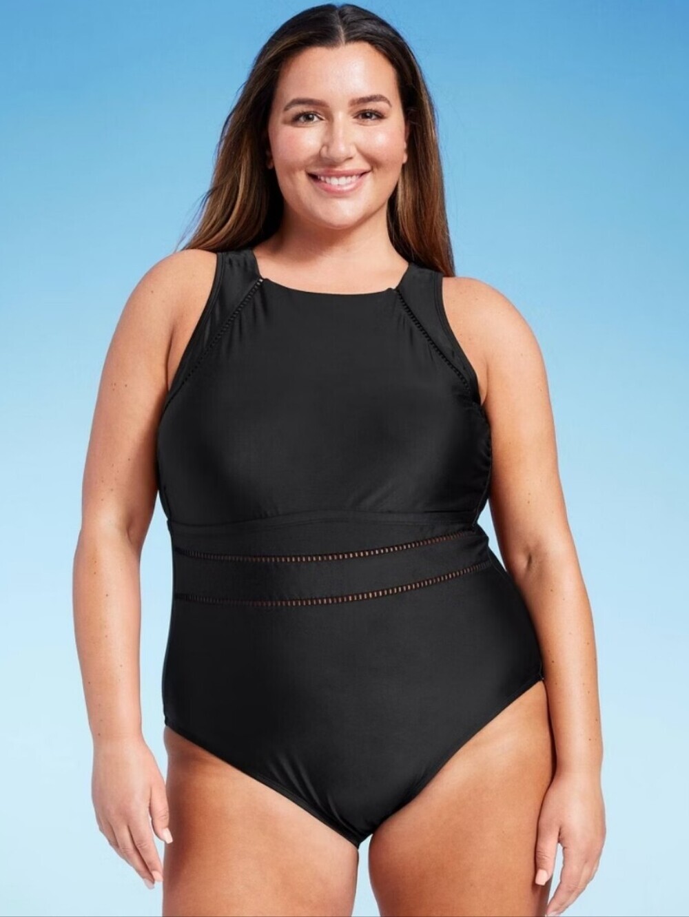 Women's High Neck Medium Coverage One Piece Swimsuit - Shade & Shore Black 17